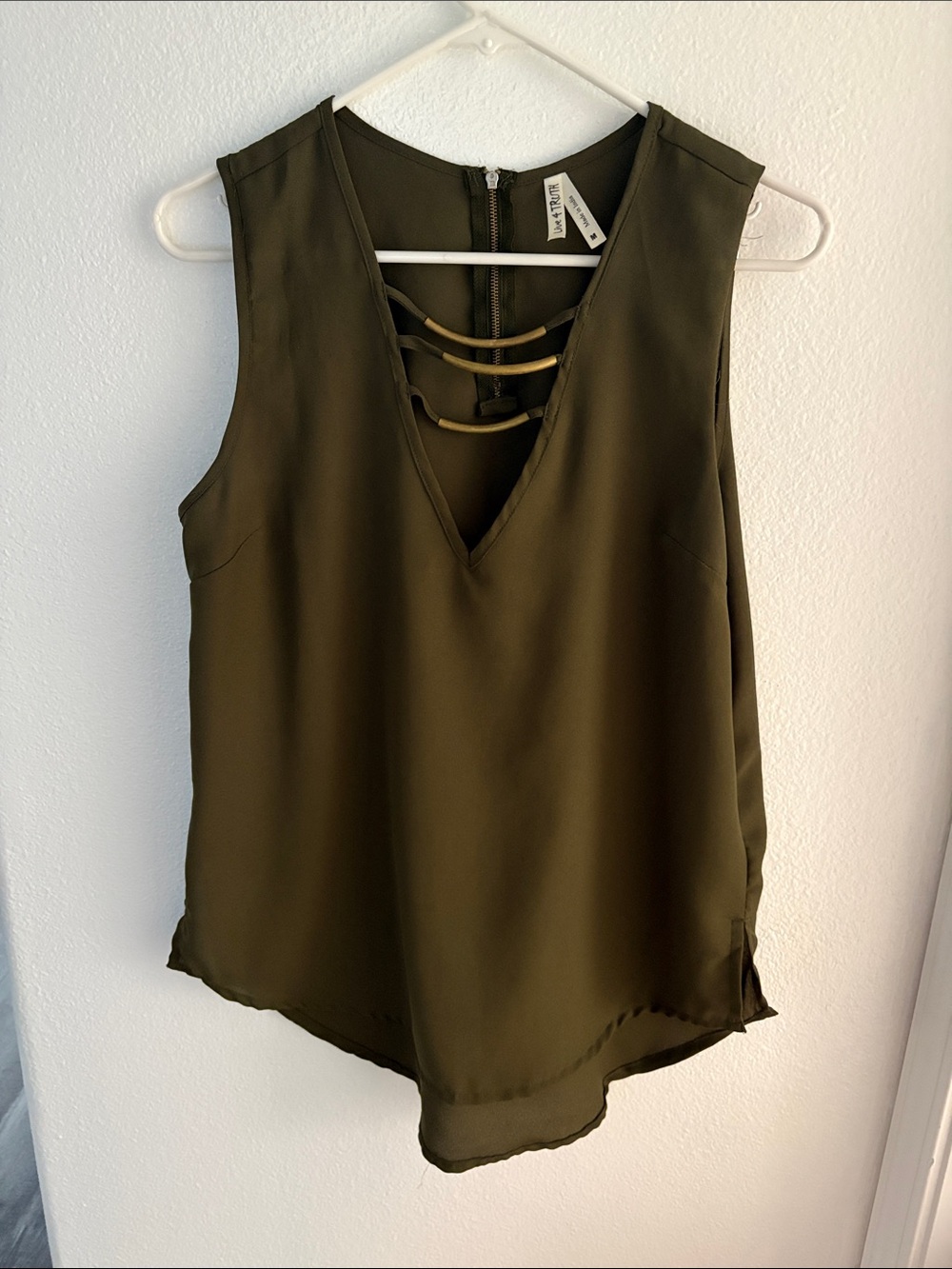 Live 4 Truth Olive Green V-Neck Strappy Shell Tank